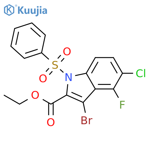 Ethyl 3-bromo-5-chloro-4-fluoro-1-(phenylsulfonyl)-1h-indole-2-ca Rboxylate structure