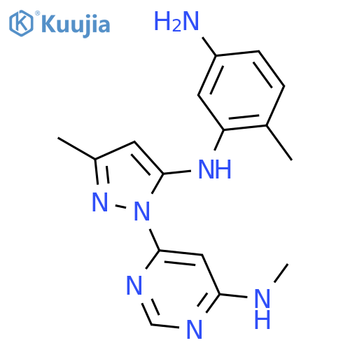 6-methyl-N1-(3-methyl-1-(6-(methylamino)pyrimidin-4-yl)-1H-pyrazol-5-yl)benzene-1,3-diamine structure