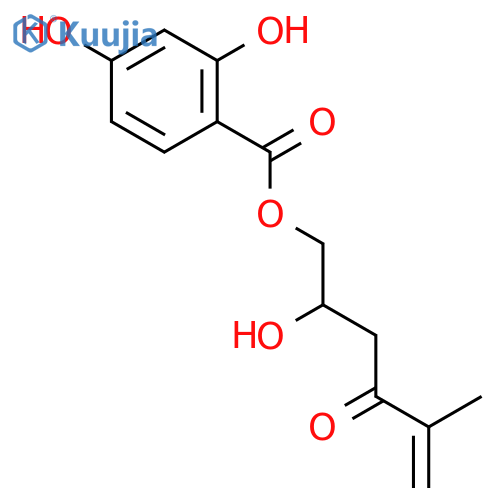 Benzoic acid, 2,4-dihydroxy-, 2-hydroxy-5-methyl-4-oxo-5-hexenyl ester structure