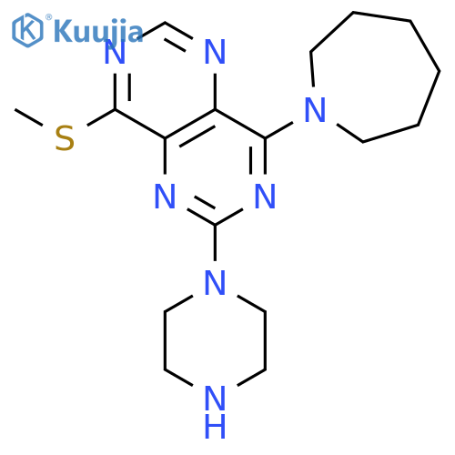 Pyrimido[5,4-d]pyrimidine, 4-(hexahydro-1H-azepin-1-yl)-8-(methylthio)-2-(1-piperazinyl)- structure