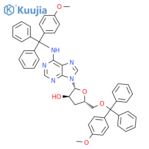Adenosine,3'-deoxy-N-[(4-methoxyphenyl)diphenylmethyl]-5'-O-[(4-methoxyphenyl)diphenylmethyl]- structure