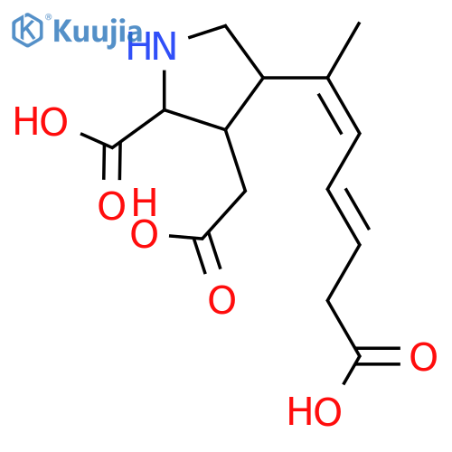 3-Pyrrolidineacetic acid,2-carboxy-4-[(1Z,3E)-5-carboxy-1- methyl-1,3-pentadienyl]-,(2S,3S,4S)- structure