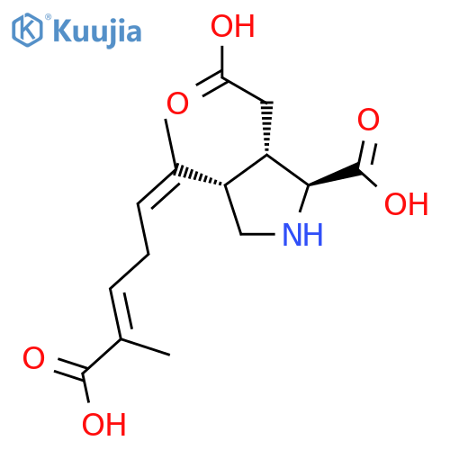 3-Pyrrolidineacetic acid,2-carboxy-4-[(1Z,4E)-5-carboxy-1-methyl-1,4-hexadien-1-yl]-, (2S,3S,4S)- structure