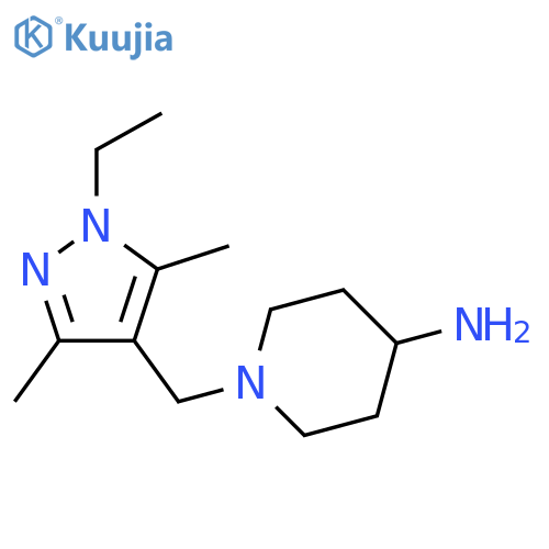 1-((1-ethyl-3,5-dimethyl-1H-pyrazol-4-yl)methyl)piperidin-4-amine structure