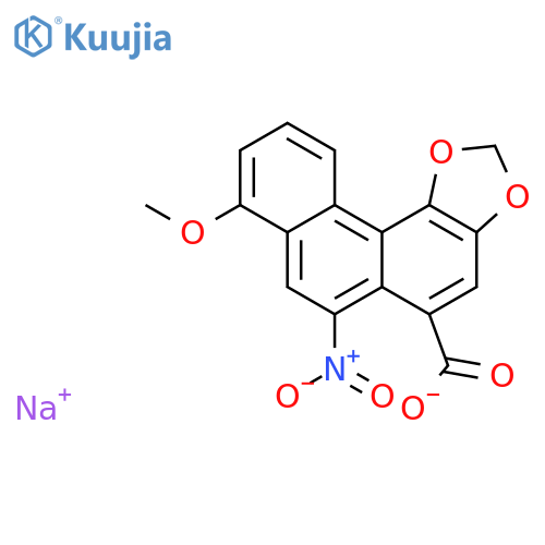 Phenanthro[3,4-d]-1,3-dioxole-5-carboxylicacid, 8-methoxy-6-nitro-, sodium salt (1:1) structure