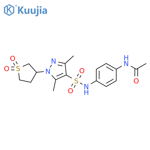 N-{4-[1-(1,1-dioxo-1lambda6-thiolan-3-yl)-3,5-dimethyl-1H-pyrazole-4-sulfonamido]phenyl}acetamide structure
