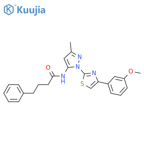 N-{1-[4-(3-methoxyphenyl)-1,3-thiazol-2-yl]-3-methyl-1H-pyrazol-5-yl}-4-phenylbutanamide structure