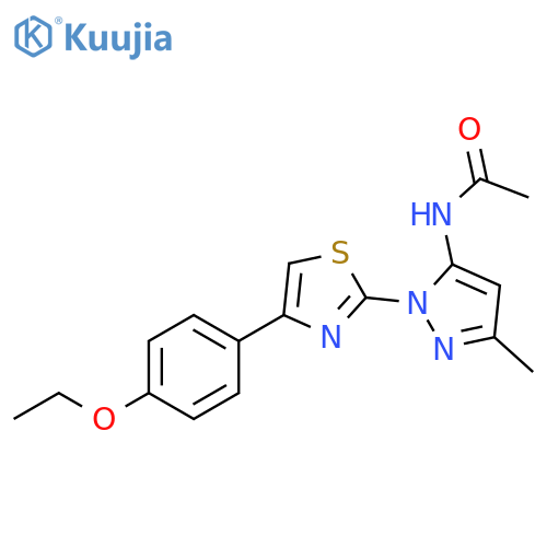 N-{1-[4-(4-ethoxyphenyl)-1,3-thiazol-2-yl]-3-methyl-1H-pyrazol-5-yl}acetamide structure