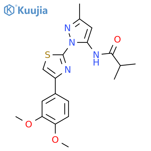 N-{1-[4-(3,4-dimethoxyphenyl)-1,3-thiazol-2-yl]-3-methyl-1H-pyrazol-5-yl}-2-methylpropanamide structure