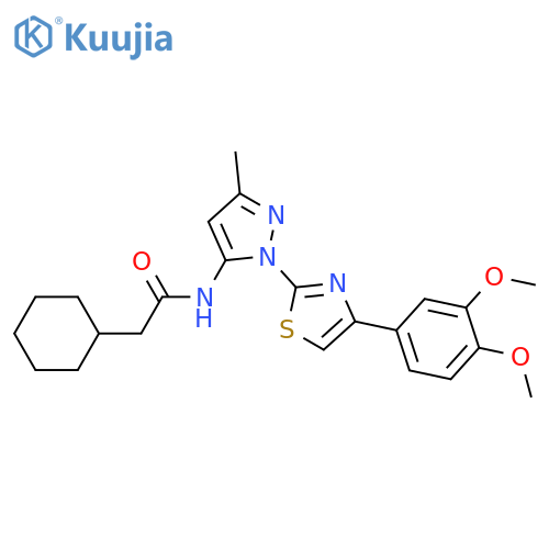 2-cyclohexyl-N-{1-[4-(3,4-dimethoxyphenyl)-1,3-thiazol-2-yl]-3-methyl-1H-pyrazol-5-yl}acetamide structure