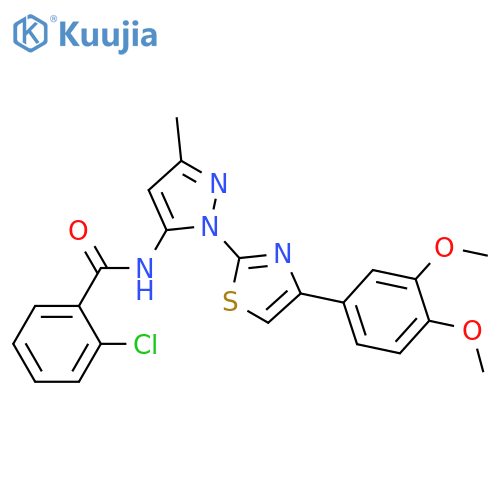2-chloro-N-{1-[4-(3,4-dimethoxyphenyl)-1,3-thiazol-2-yl]-3-methyl-1H-pyrazol-5-yl}benzamide structure