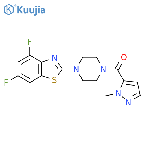 4,6-difluoro-2-[4-(1-methyl-1H-pyrazole-5-carbonyl)piperazin-1-yl]-1,3-benzothiazole structure