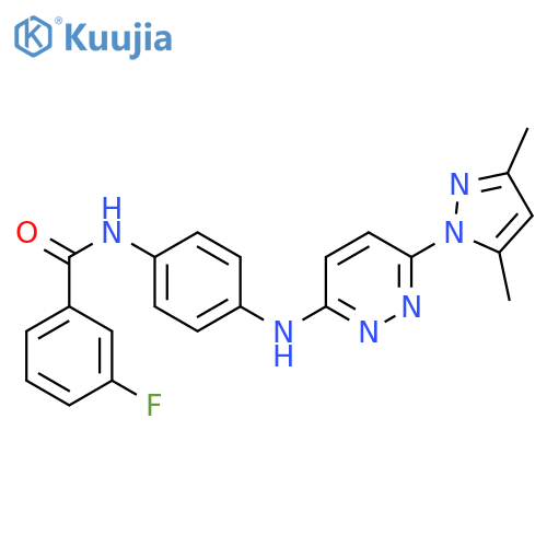 N-(4-{[6-(3,5-dimethyl-1H-pyrazol-1-yl)pyridazin-3-yl]amino}phenyl)-3-fluorobenzamide structure