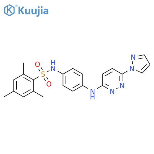 2,4,6-trimethyl-N-(4-{[6-(1H-pyrazol-1-yl)pyridazin-3-yl]amino}phenyl)benzene-1-sulfonamide structure