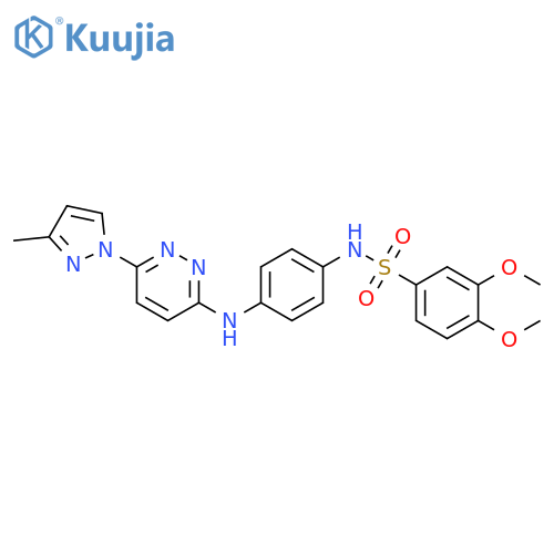 3,4-dimethoxy-N-(4-{[6-(3-methyl-1H-pyrazol-1-yl)pyridazin-3-yl]amino}phenyl)benzene-1-sulfonamide structure