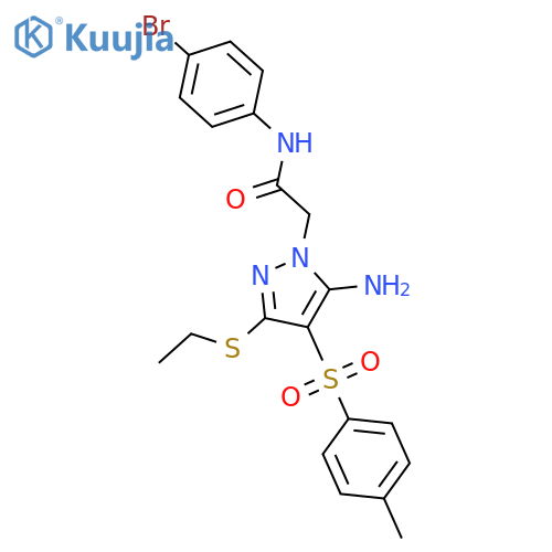 2-[5-amino-3-(ethylsulfanyl)-4-(4-methylbenzenesulfonyl)-1H-pyrazol-1-yl]-N-(4-bromophenyl)acetamide structure