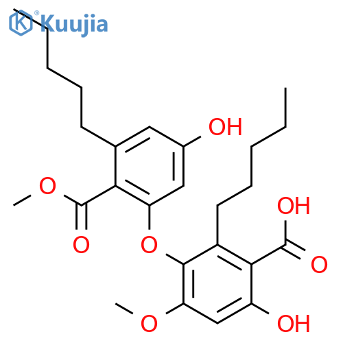 Benzoic acid,6-hydroxy-3-[5-hydroxy-2-(methoxycarbonyl)-3-pentylphenoxy]-4-methoxy-2-pentyl- structure