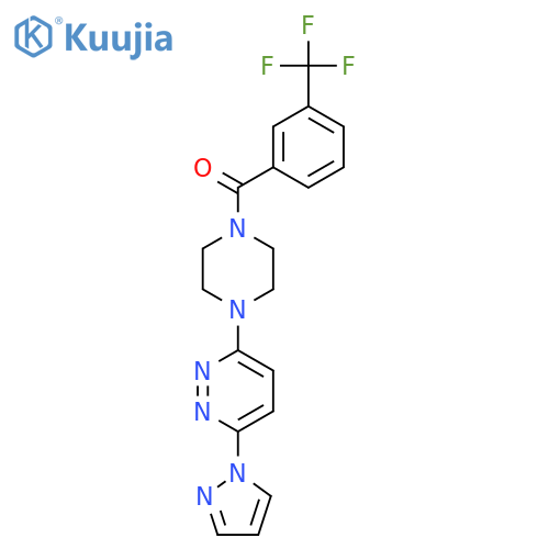 3-(1H-pyrazol-1-yl)-6-{4-[3-(trifluoromethyl)benzoyl]piperazin-1-yl}pyridazine structure
