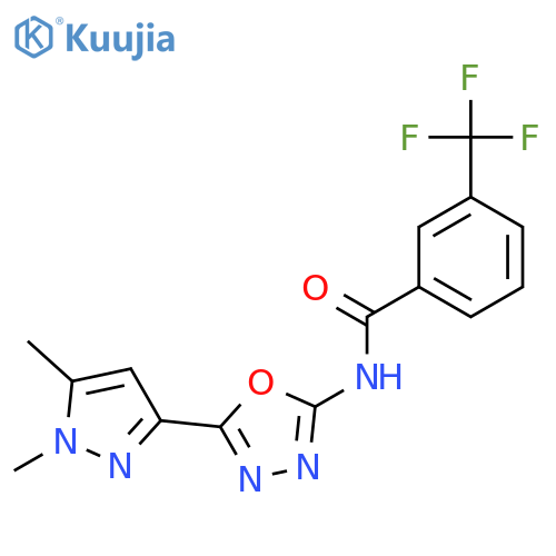 N-[5-(1,5-dimethyl-1H-pyrazol-3-yl)-1,3,4-oxadiazol-2-yl]-3-(trifluoromethyl)benzamide structure
