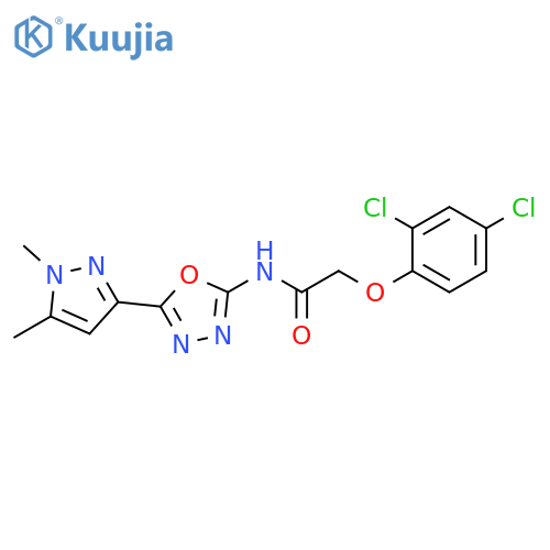 2-(2,4-dichlorophenoxy)-N-[5-(1,5-dimethyl-1H-pyrazol-3-yl)-1,3,4-oxadiazol-2-yl]acetamide structure