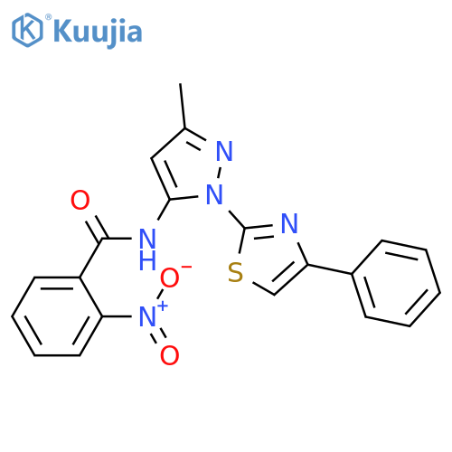N-[3-methyl-1-(4-phenyl-1,3-thiazol-2-yl)-1H-pyrazol-5-yl]-2-nitrobenzamide structure