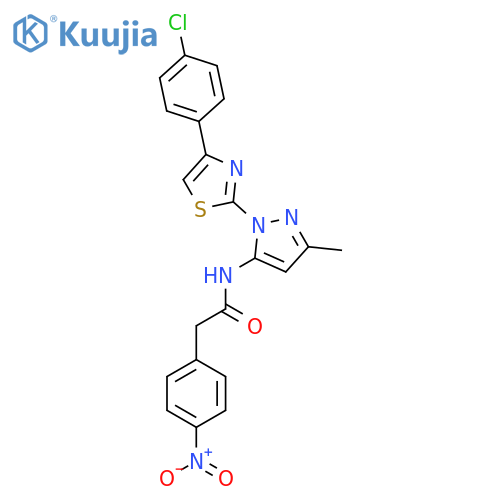 N-{1-[4-(4-chlorophenyl)-1,3-thiazol-2-yl]-3-methyl-1H-pyrazol-5-yl}-2-(4-nitrophenyl)acetamide structure