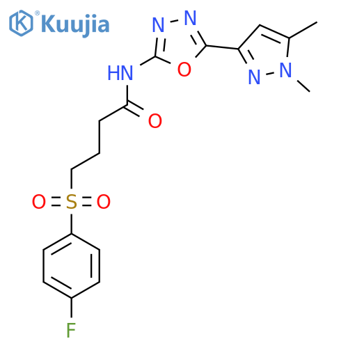 N-[5-(1,5-dimethyl-1H-pyrazol-3-yl)-1,3,4-oxadiazol-2-yl]-4-(4-fluorobenzenesulfonyl)butanamide structure