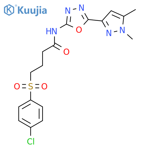 4-(4-chlorobenzenesulfonyl)-N-[5-(1,5-dimethyl-1H-pyrazol-3-yl)-1,3,4-oxadiazol-2-yl]butanamide structure