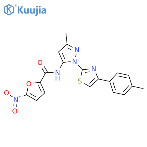 N-{3-methyl-1-[4-(4-methylphenyl)-1,3-thiazol-2-yl]-1H-pyrazol-5-yl}-5-nitrofuran-2-carboxamide structure