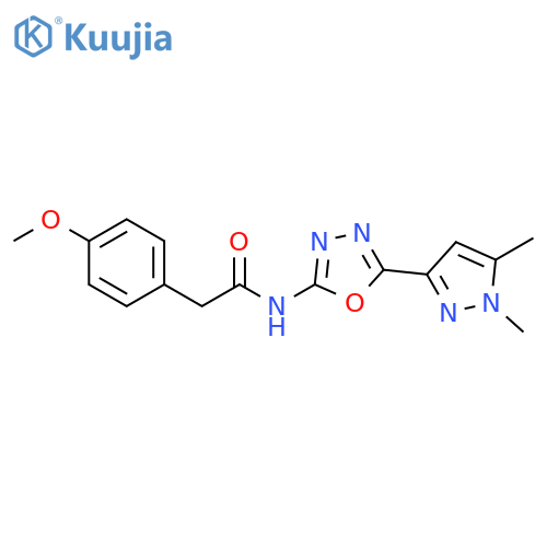 N-[5-(1,5-dimethyl-1H-pyrazol-3-yl)-1,3,4-oxadiazol-2-yl]-2-(4-methoxyphenyl)acetamide structure
