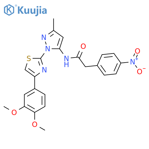 N-{1-[4-(3,4-dimethoxyphenyl)-1,3-thiazol-2-yl]-3-methyl-1H-pyrazol-5-yl}-2-(4-nitrophenyl)acetamide structure