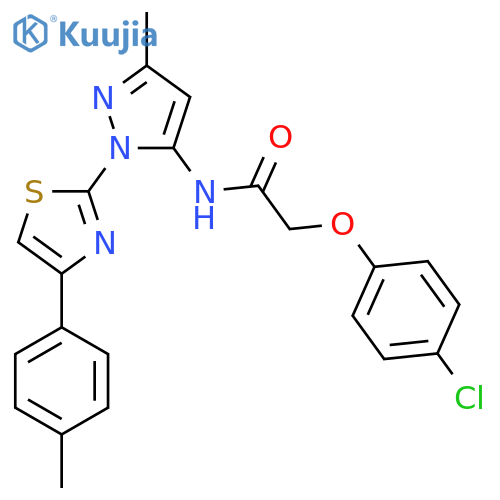 2-(4-chlorophenoxy)-N-{3-methyl-1-[4-(4-methylphenyl)-1,3-thiazol-2-yl]-1H-pyrazol-5-yl}acetamide structure