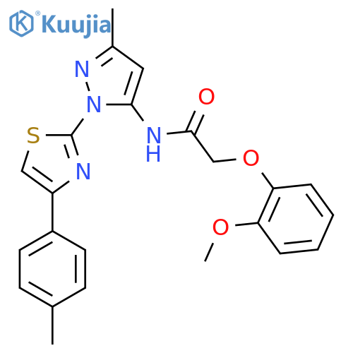 2-(2-methoxyphenoxy)-N-{3-methyl-1-[4-(4-methylphenyl)-1,3-thiazol-2-yl]-1H-pyrazol-5-yl}acetamide structure
