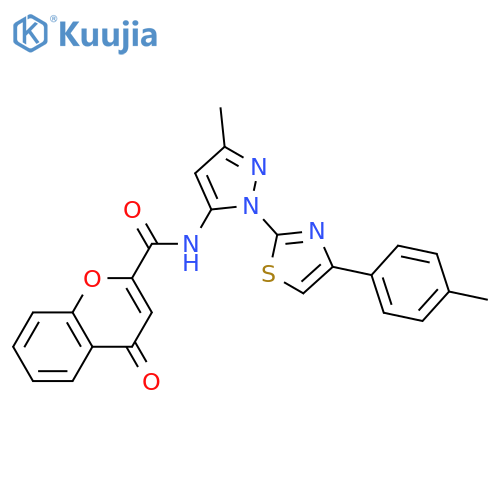 N-{3-methyl-1-[4-(4-methylphenyl)-1,3-thiazol-2-yl]-1H-pyrazol-5-yl}-4-oxo-4H-chromene-2-carboxamide structure
