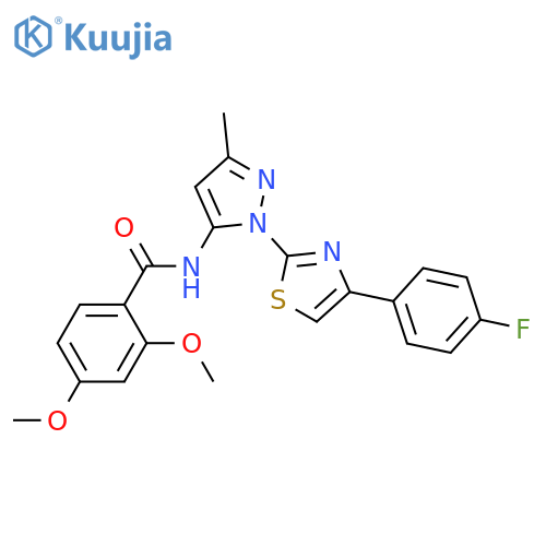 N-{1-[4-(4-fluorophenyl)-1,3-thiazol-2-yl]-3-methyl-1H-pyrazol-5-yl}-2,4-dimethoxybenzamide structure