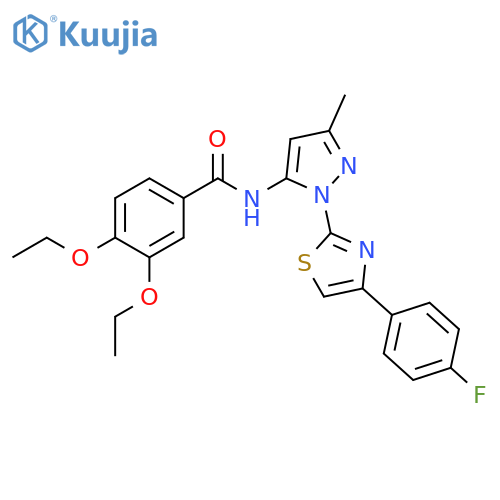 3,4-diethoxy-N-{1-[4-(4-fluorophenyl)-1,3-thiazol-2-yl]-3-methyl-1H-pyrazol-5-yl}benzamide structure