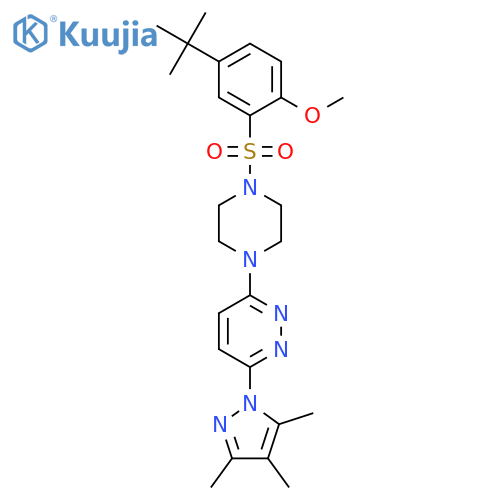 3-[4-(5-tert-butyl-2-methoxyphenyl)sulfonylpiperazin-1-yl]-6-(3,4,5-trimethylpyrazol-1-yl)pyridazine structure