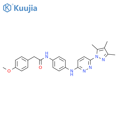 2-(4-methoxyphenyl)-N-(4-{[6-(3,4,5-trimethyl-1H-pyrazol-1-yl)pyridazin-3-yl]amino}phenyl)acetamide structure