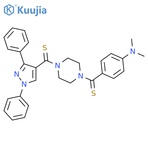 4-[4-(1,3-diphenyl-1H-pyrazole-4-carbothioyl)piperazine-1-carbothioyl]-N,N-dimethylaniline structure