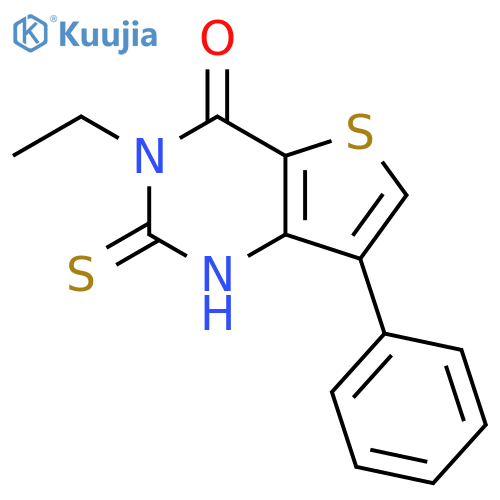 3-ethyl-7-phenyl-2-sulfanylidene-1H,2H,3H,4H-thieno[3,2-d]pyrimidin-4-one structure