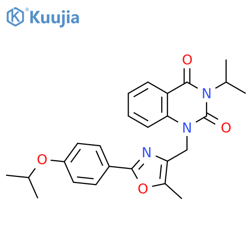 1-({5-methyl-2-[4-(propan-2-yloxy)phenyl]-1,3-oxazol-4-yl}methyl)-3-(propan-2-yl)-1,2,3,4-tetrahydroquinazoline-2,4-dione structure