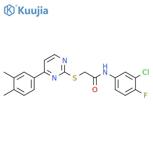 N-(3-chloro-4-fluorophenyl)-2-{[4-(3,4-dimethylphenyl)pyrimidin-2-yl]sulfanyl}acetamide structure