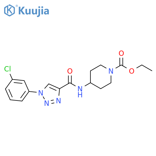 ethyl 4-[1-(3-chlorophenyl)-1H-1,2,3-triazole-4-amido]piperidine-1-carboxylate structure