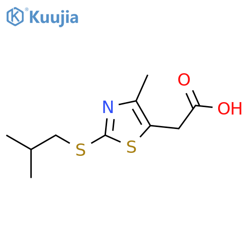 2-{4-methyl-2-(2-methylpropyl)sulfanyl-1,3-thiazol-5-yl}acetic acid structure