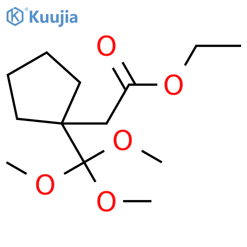 Cyclopentaneacetic acid, 1-(trimethoxymethyl)-, ethyl ester structure