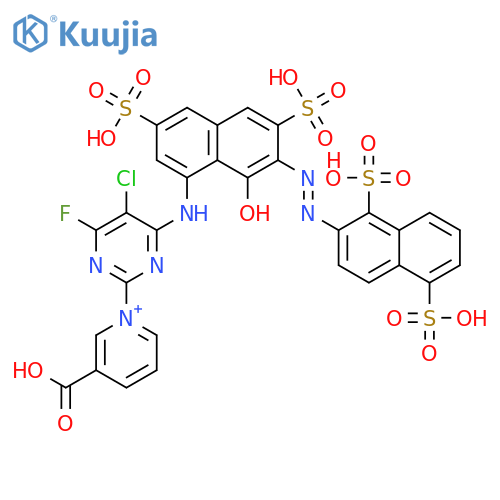 Pyridinium, 3-carboxy-1-[5-chloro-4-[[7-[(1,5-disulfo-2-naphthalenyl)azo]-8-hydroxy- 3,6-disulfo-1-naphthalenyl]amino]-6-fluoro-2-pyrimidinyl]- structure