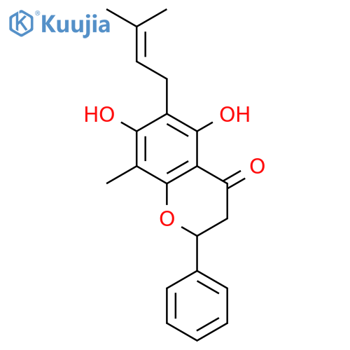 4H-1-Benzopyran-4-one,2,3-dihydro-5,7-dihydroxy-8-methyl-6-(3-methyl-2-buten-1-yl)-2-phenyl-, (2S)- structure