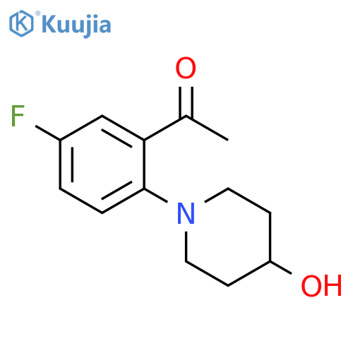 1-[5-fluoro-2-(4-hydroxypiperidin-1-yl)phenyl]ethan-1-one structure