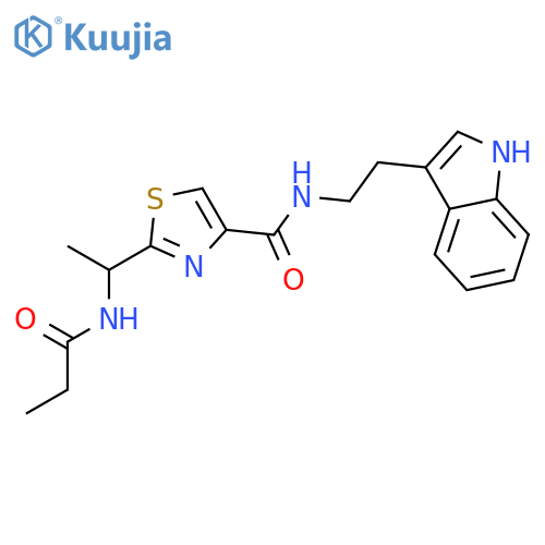 2-(1-propionylaminoethyl)thiazole-4-carboxylic acid [2-(1H-indol-3-yl)ethyl]amide structure