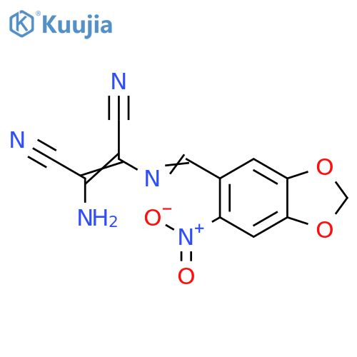 (Z)-2-Amino-3-{(E)-(6-nitro-1,3-benzodioxol-5-yl)methylideneamino}-2-butenedinitrile structure